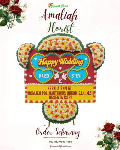 Karangan Papan Bunga Pernikahan di Sukawera